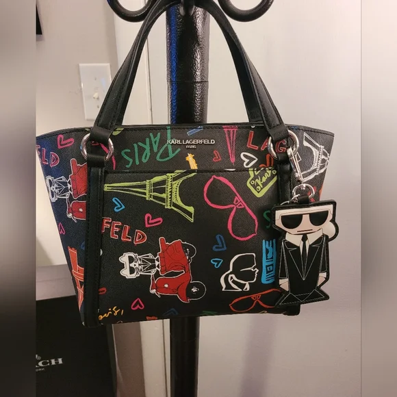 Karl Lagerfeld Adele Paris graffiti satchel - Picture 8 of 10